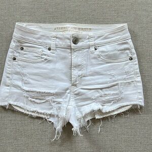 AEO White Hi-Rise Shortie Shorts